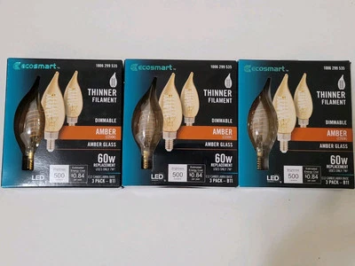 3 Pack EcoSmart 60-Watt Equivalent B11 Dimmable E12 Candelabra LED Bulb Amber  - Image 1 of 2