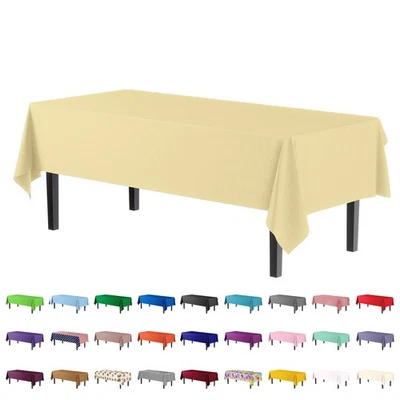 Exquisite 4-Pack Light Yellow Plastic Table Cloth - 54In. X 108In. - Disposab... - Image 1 of 4