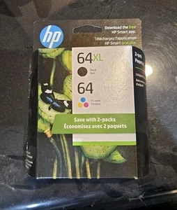 Lot de 2 cartouches d'encre HP 64 XL noires et 64 tricolores - Livraison gratuite - Photo 1/4