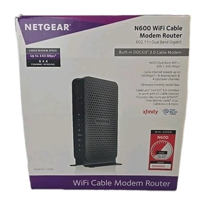 Netgear N600 Kabel WiFi Modem Router C3700 802.11 Dual Band Gigabit Nowy Open Box - Zdjęcie 1 z 5