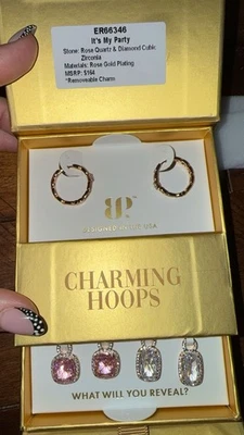 Bomb Party Charming Hoops ER66346 It's My Party Rose Gold Plating - Image 1 of 4