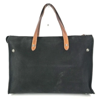 Hermes Medor Maletín Tachonado Lona Cuero Hombre Negro W35.5xH26xD10.5cm Foto 1 de 4
