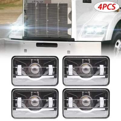 4PCS 4X6" LED Headlight Hi/Lo DRL Beam Fit Chevy C10 Pickup truck 1980-1986 - Image 1 of 4