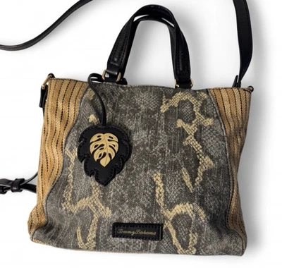 Tommy Bahama Cartera Asa Superior Estampado Piel de Serpiente Bandolera Rayas con Llavero Foto 1 de 4