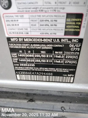 GRY LEFT REAR DOOR ASSEMBLY 2006-2011 MERCEDES-BENZ ML350 Foto 1 de 4