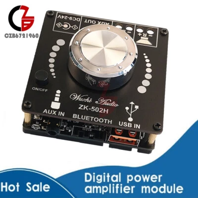 ZK-502H HIFI Bluetooth 5.0 TPA3116D2 50WX2 Digital Power Amplifier Board Stereo - Image 1 of 4