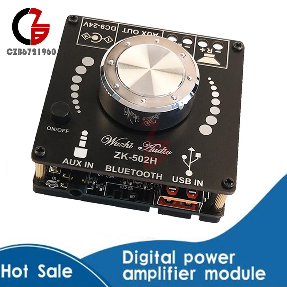 ZK-502H HIFI Bluetooth 5.0 TPA3116D2 50WX2 Digital Power Amplifier Board Stereo - Image 1 of 1