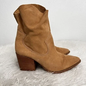 SCHUTZ Boots 9.5 TESSIE Honeycomb Suede Booties Western Pointed Toe Pull On - Picture 1 of 11