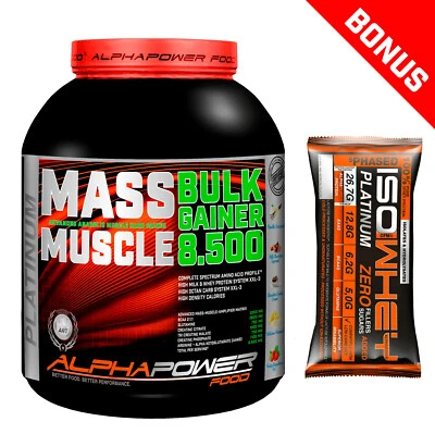 ALPHAPOWER FOOD Weight Gainer Poudre Shake développement d'une masse protéine de lactosérum BCAA