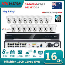 ColorVu Hikvision 16CH 16PoE NVR 8MP Security IP Camera CCTV System kit MIC Lot