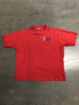 Camisa Polo Vintage 90’s Philadelphia 76ers Champion Logo NBA Hombre’s 2XL Roja Foto 1 de 4