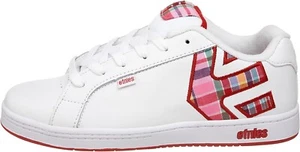 etnies Fader Leather Skate Shoe White Plaid Size US 6 Big Kid - Picture 1 of 7