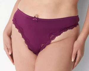 Lane Bryant Sexy Purple Lace Trimmed Microfiber Thong Panty Plus Size 26/28 - Picture 1 of 4