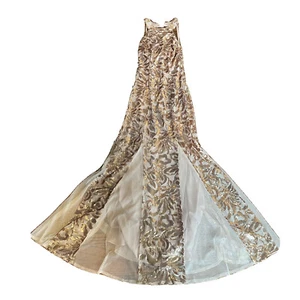 Morgan & Company Juniors' Sequined Glitter Lace Gown 7/8 Prom Formal Dress Rose - Picture 1 of 12