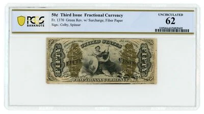 FR-1370 US Fractional Currency 50 Cents PCGS UNC 62 (L5285) - Image 1 of 2
