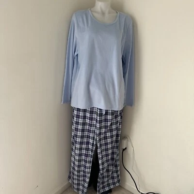 NUEVO Juego de pijama Croft Barrow XXL para mujer y cuadros azules "piel sintética" NUEVO CON ETIQUETAS $40 Foto 1 de 4