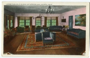 SAN JACINTO CA LADIES PARLOR GILMAN HOT SPRINGS VINTAGE POSTCARD 1935 101320  P - Picture 1 of 2