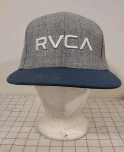 RVCA Cap Hat Gray Mens Adjustable Snapback Embroidery Flat Bill Logo Street Wear - Picture 1 of 6