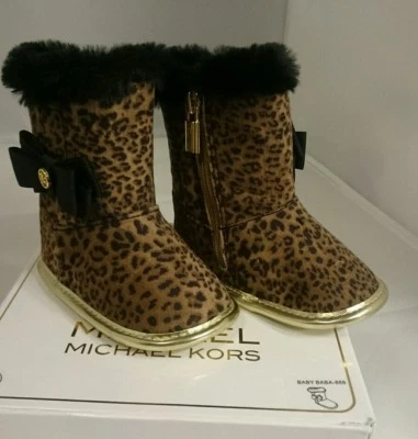 3 Sapatos Infantis Michael Kors NOVO Baby Baba 888 Botinhas Estampa de Leopardo FOFO: 6-9 meses - Imagem 1 de 4