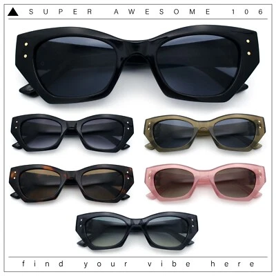 Mujeres Mod Moda Rectangular Ojo de Gato Grueso Templo Diseñador Gafas de Sol Foto 1 de 3