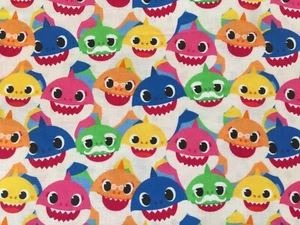 BABY SHARK FAMILY PACKED BY SPRINGS KIDS CARTOON SONG COTTON FABRIC SM FQ 17"x22 - Picture 1 of 5
