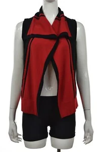 Karen Millen Womens Sweater Size 2 Red Black Vest Cardigan Sleeveless Wool - Picture 1 of 5