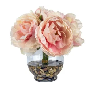 Peonies Floral Arrangement in Glass Vase - Picture 1 of 11