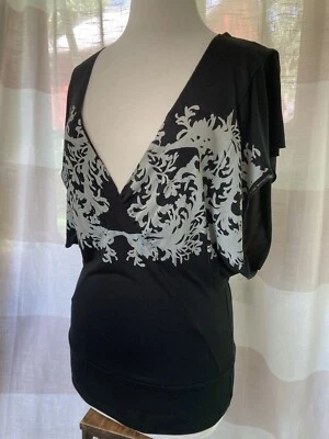 Top LUX Urban Outfitters Talla M Negro Tejido Serigrafía Estampado Boho Túnica NUEVO NUEVO CON ETIQUETAS Foto 1 de 4