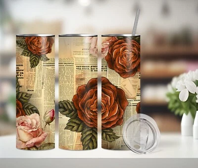 Vaso rosa de inspiración vintage, vaso delgado de 20 oz, vaso de acero inoxidable Foto 1 de 3