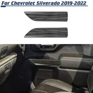 Black Wood Grain Front 2-Door Panel Trim Cover For Chevrolet Silverado 2019-2022 - Picture 1 of 11