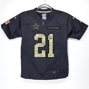 Maglietta Nike Dallas Cowboys Zeke Elliott 21 Salute to Service Gioventù M Militare - Foto 1 di 13