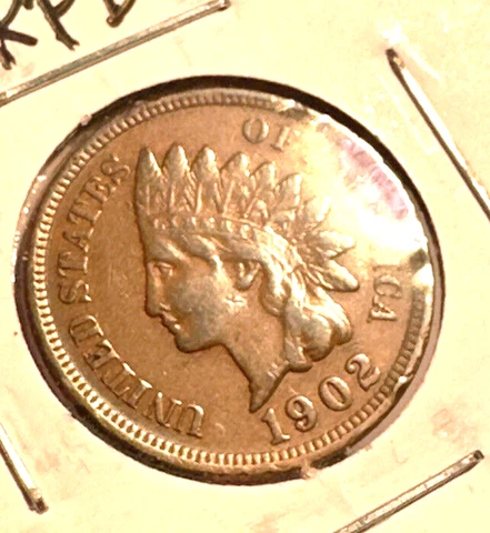 1902 Indian Head US 1c ~  High Grade Repunch DT ~ Visible Diamond ~ Nice! ~ J01 Cover