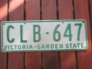 VICTORIA  Number plate  CLB- 647   " GARDEN STATE"; slogan   1985 issue  