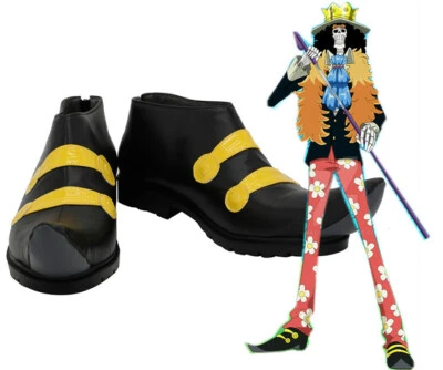 ONE PIECE Brook Cosplay Fantasias Sapatos Fantasia Preto Novo - Imagem 1 de 4