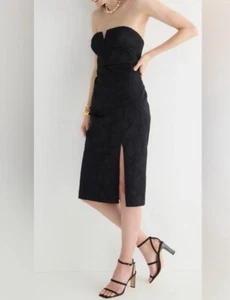 J. Crew Collection Cocktailkleid Schwarz Jacquard Trägerlos Gr. 4 Neu - Bild 1 von 21