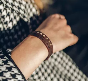 Leather Wristband Freedom Bracelet Double Stranded - Bild 1 von 2