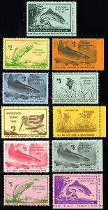 US Stamps MNH VF Lot Of 11 Early Fish And Wildlife Stamps