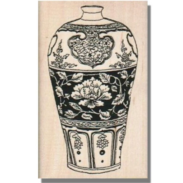 Mounted Rubber Stamp, ORIENTAL VASE, Chinese Vase, Asian, Flowers, Pot, Pottery - Image 1 of 2