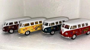 1962 Volkswagen Peace & Love Van - IN FOUR COLORS W/Pull Back Motor Action 1/43 - Picture 1 of 6