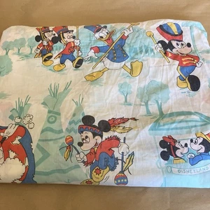VTG Disneyland 1970s Mickey Goofy Donald Duck Twin Fitted Sheet - Picture 1 of 10