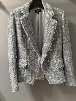 GENERATION LOVE Eliza Tweed Blazer Jacket Sky Blue XS - Image 1 of 4