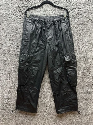 Asos High Rise Baggy Drawstring Cargo Pants Black Mens Size 36 x 32 - Image 1 of 4