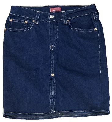 Levis Size L Type 1 Dark Wash Stretch Denim DURA Skirt Front Split - Image 1 of 4