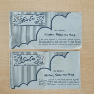Vintage Sic-Sac The Original Air Sickness Bag - lot of 2 - from 1998 - Picture 1 of 9
