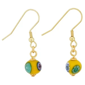 Pendientes de bola amarillos mosaico de vidrio GlassOfVenice Murano - Imagen 1 de 4