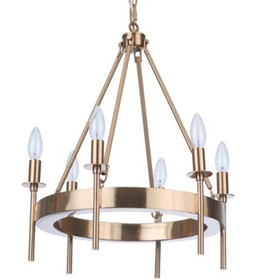 Craftmade 54326 Larrson 6 Light 18"W Taper Candle Chandelier - Brass - Image 1 of 4
