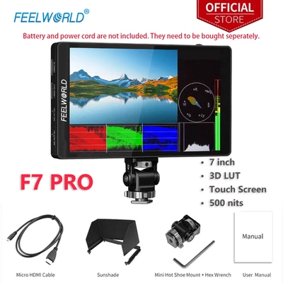 FEELWORLD F7 PRO 7 inch DSLR Camera Field Monitor 4K HDMI 3D LUT LCD Touchscreen - Image 1 of 4