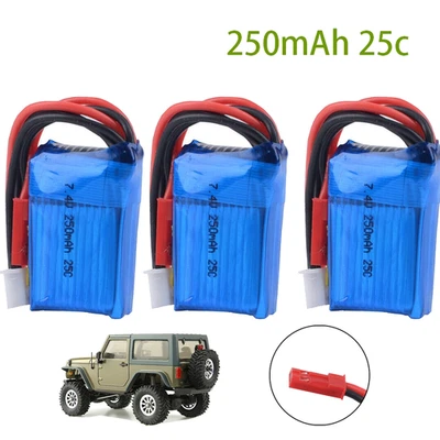 3Pcs 7.4V 250mAh 25C 2S LiPO Batterie for RC Scale 1/36 Model Buggy Truck F3P - Bild 1 von 4