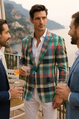 Blazer Steven Land Leo Hombre Talla 44 L Cuadros Preppy 2 Botones Bolsillos Chaqueta Deportiva Foto 1 de 4