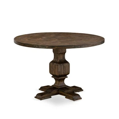 East West Furniture IRVING Round Dining Table with Pedestal, Rustic... - Image 1 of 2